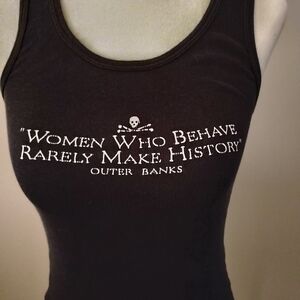 Women’s Black Tank Top with White Quote Print - Outer Banks Inspired